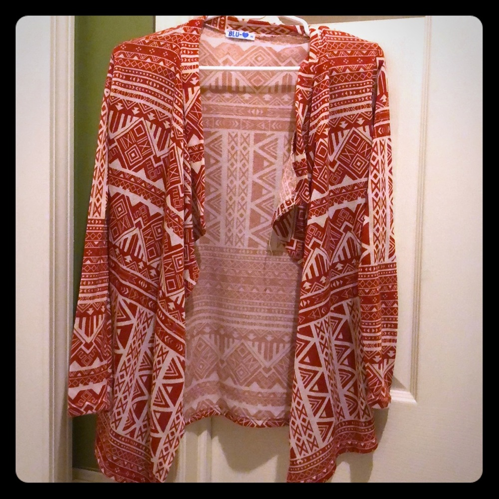 Red Aztec print cardigan